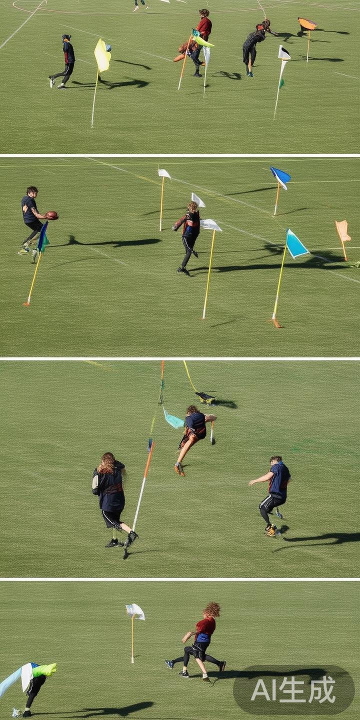 在空地设置标志物，练习变向突破。通过反复练习假动作